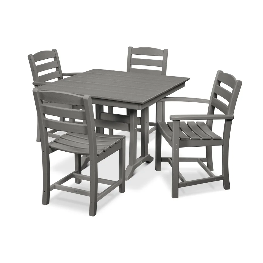 POLYWOOD La Casa Café 5-Piece Farmhouse Dining Set with Trestle Legs