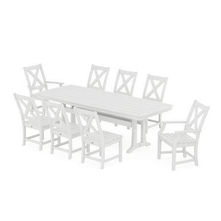 Braxton 9-Piece Dining Set with Trestle Legs in White
