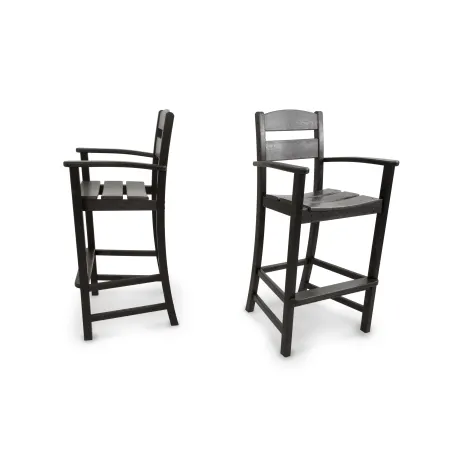 POLYWOOD Classics 2-Piece Bar Arm Chair Set in Black