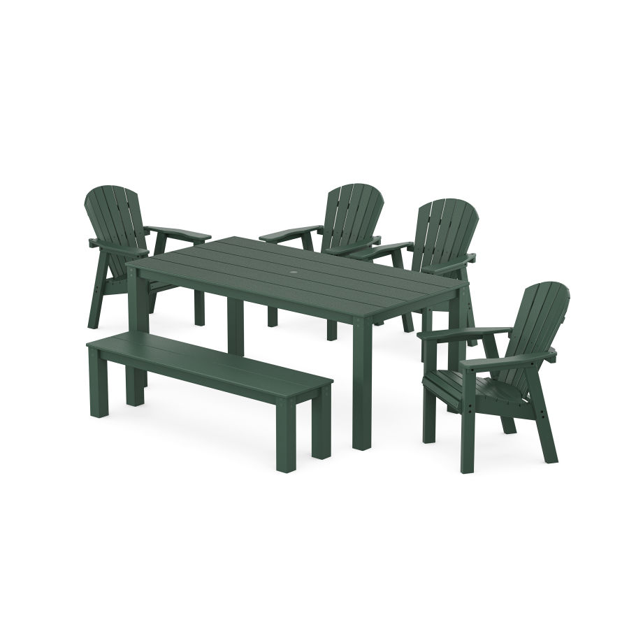 POLYWOOD Seashell 6-Piece Parsons Dining Set with Bench in Green