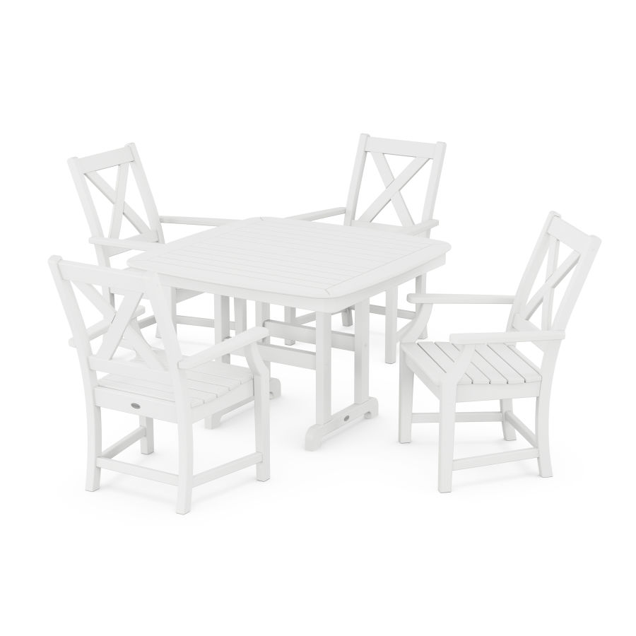 POLYWOOD Braxton 5-Piece Dining Set with Trestle Legs in White
