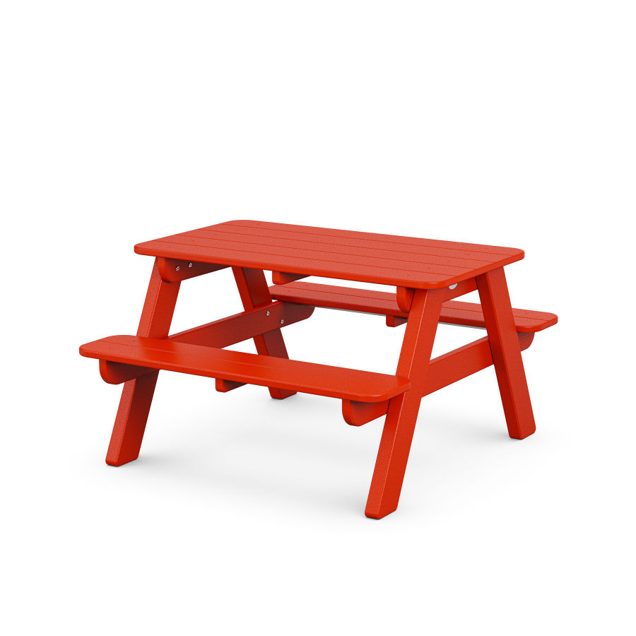 POLYWOOD Kids Outdoor Picnic Table in Sunset Red