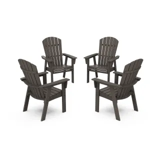 POLYWOOD Nautical 4-Piece Curveback Upright Adirondack Conversation Set in Vintage Finish