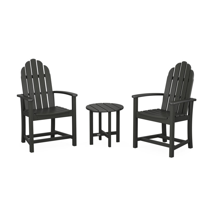 POLYWOOD Classic 3-Piece Upright Adirondack Chair Set in Black