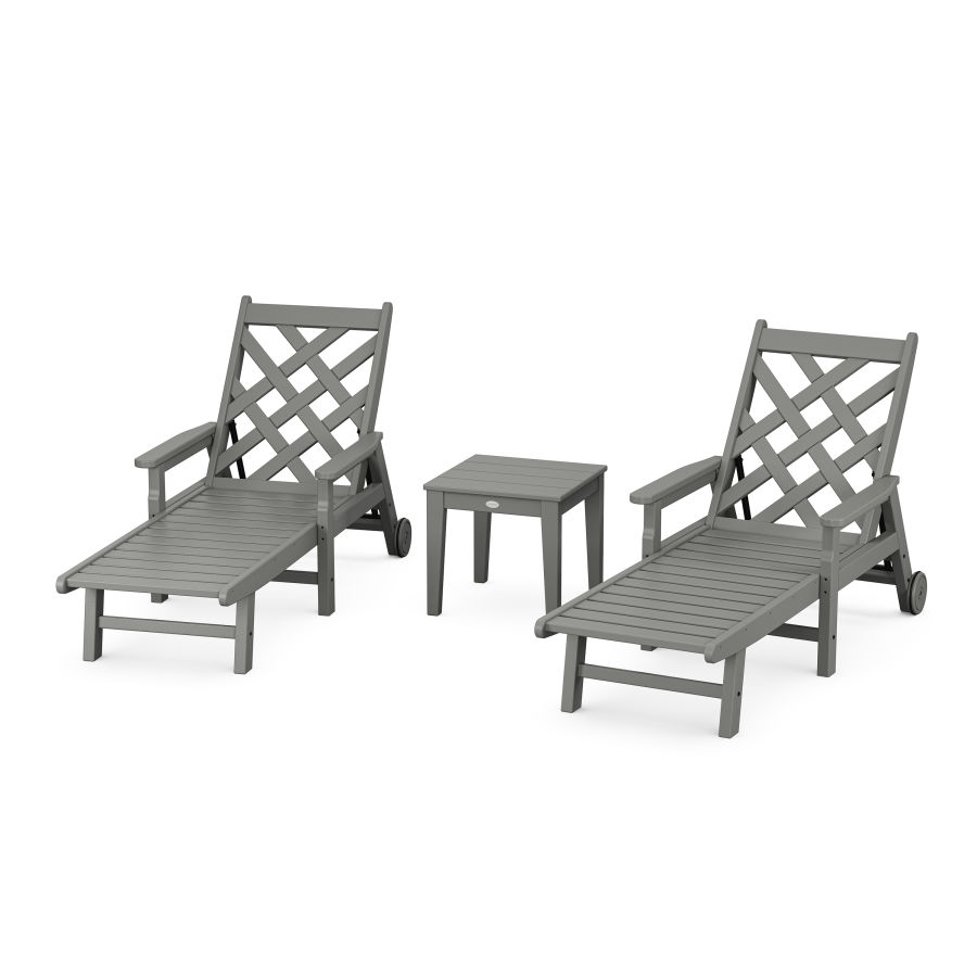 POLYWOOD Wovendale 3-Piece Chaise Set with Arms and Wheels