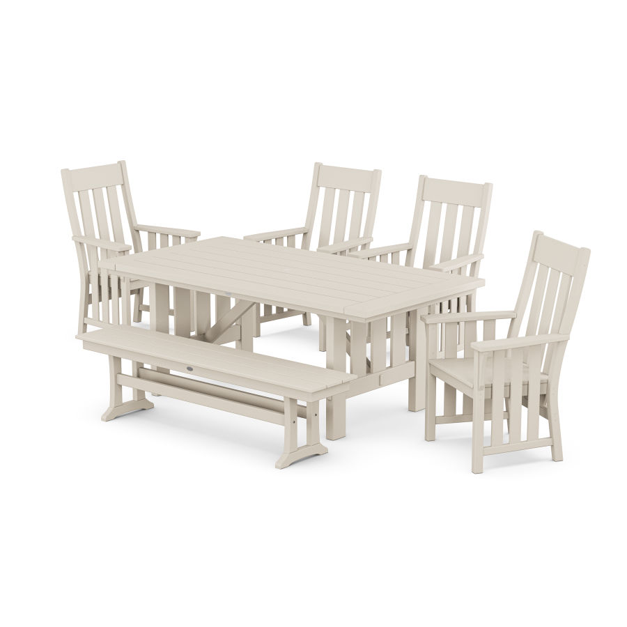 POLYWOOD Acadia 6-Piece Dining Set with Bench in Sand