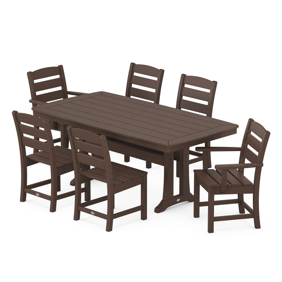 POLYWOOD Lakeside 7-Piece Dining Set with Trestle Legs in Mahogany