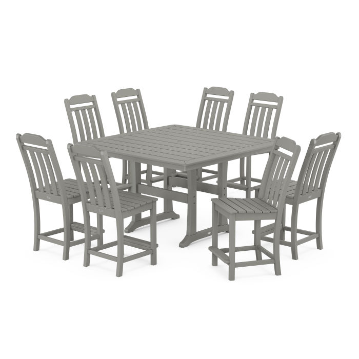 POLYWOOD Country Living 9-Piece Square Side Chair Counter Set with Trestle Legs