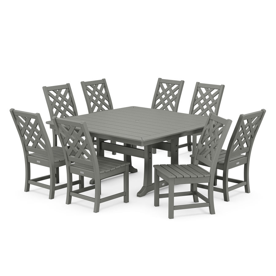 POLYWOOD Wovendale Side Chair 9-Piece Square Dining Set with Trestle Legs
