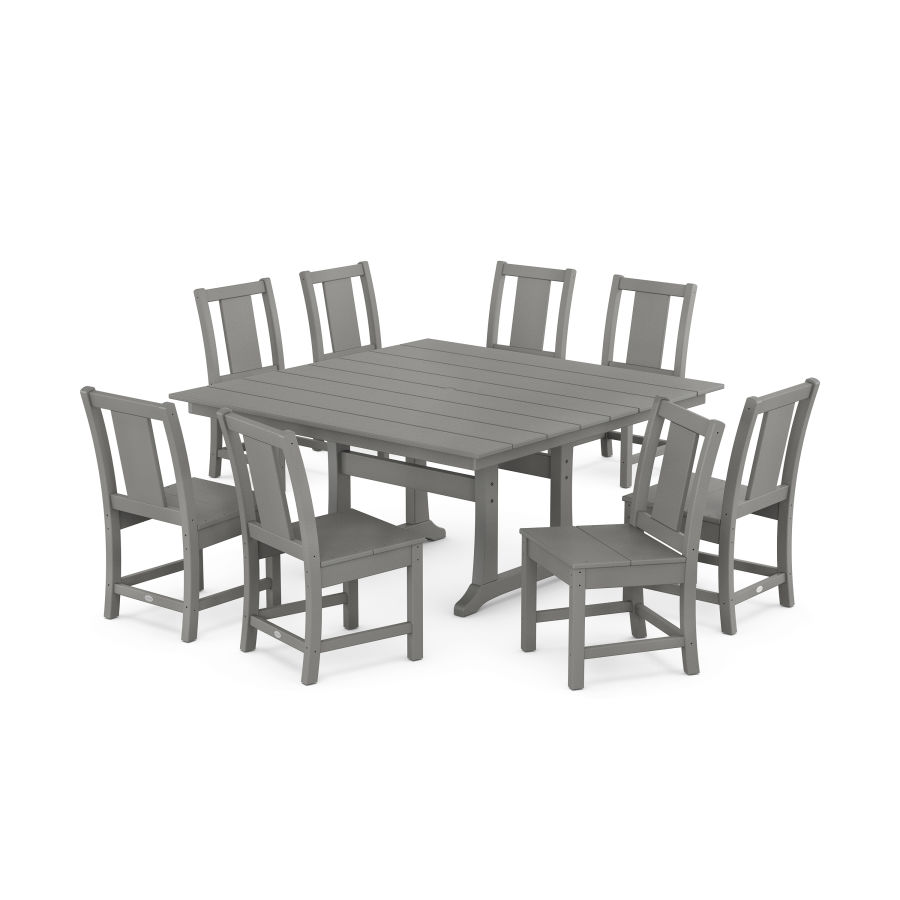POLYWOOD Prairie Side Chair 9-Piece Square Farmhouse Dining Set with Trestle Legs