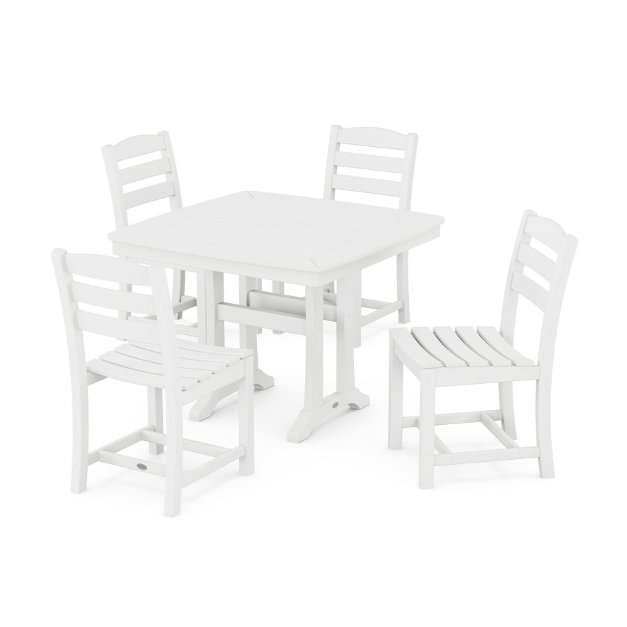 POLYWOOD La Casa Café Side Chair 5-Piece Dining Set with Trestle Legs in White