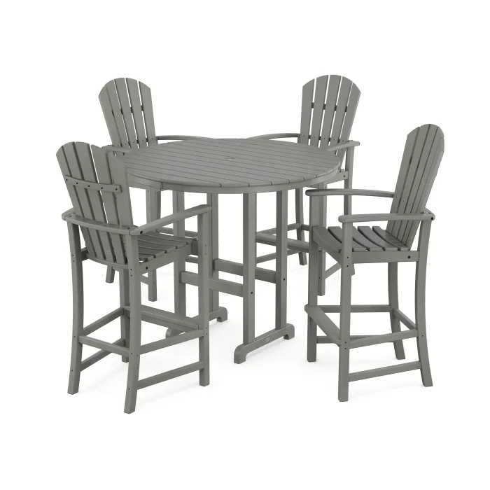 POLYWOOD Palm Coast 5-Piece Round Farmhouse Bar Set