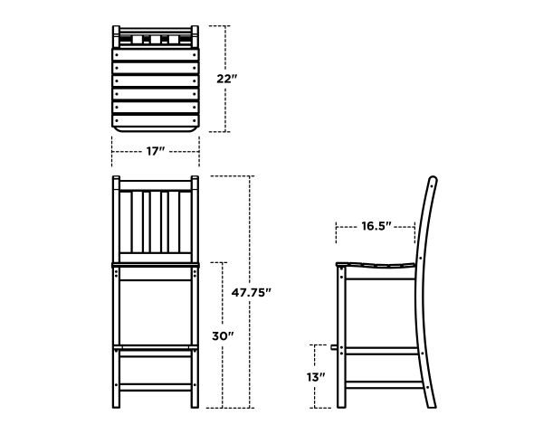 POLYWOOD® Traditional Garden Bar Side Chair - TGD102