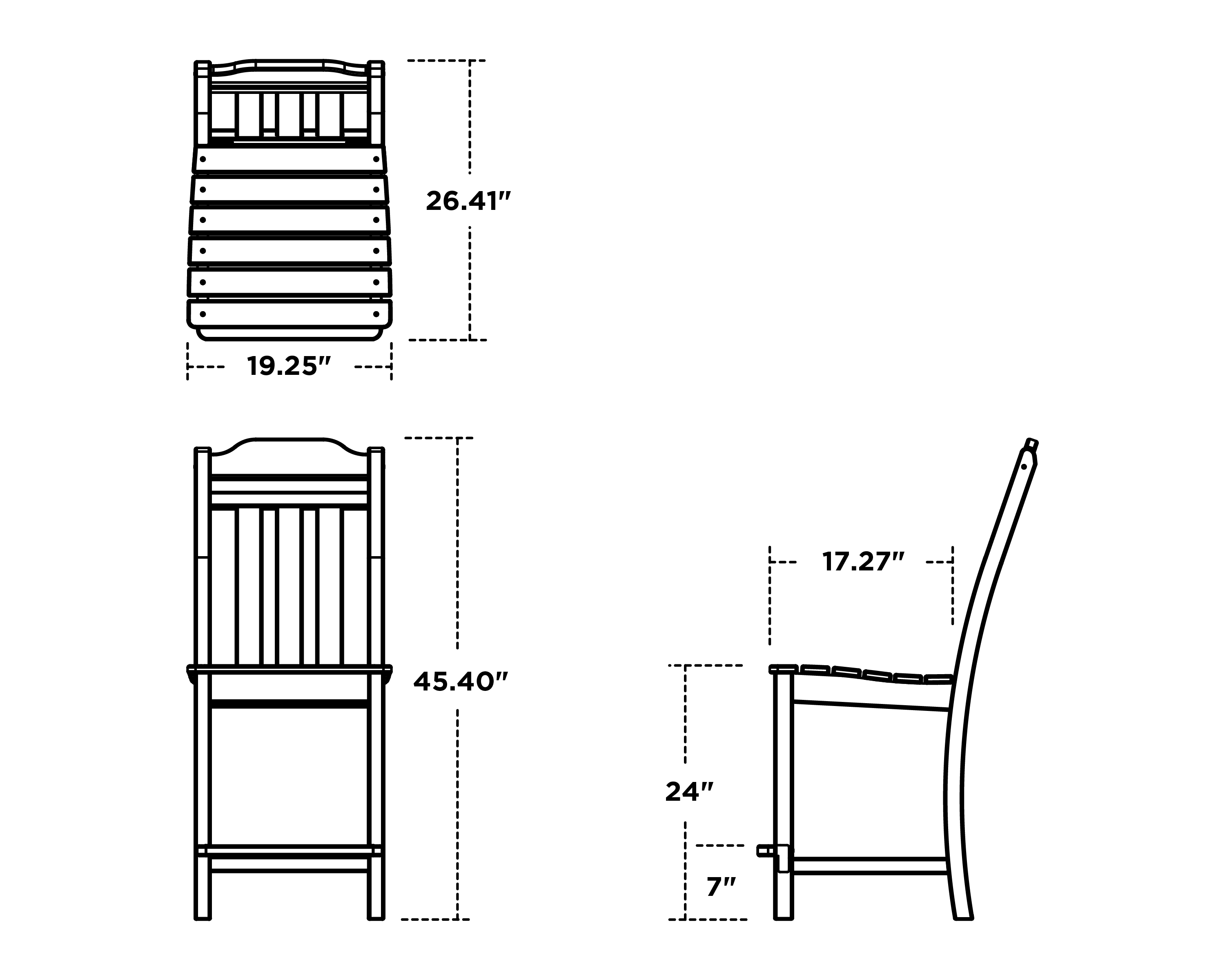 Dimensions for Cottage Counter Side Chair