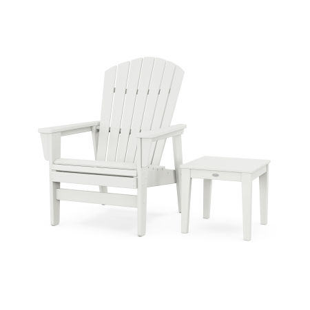 POLYWOOD Nautical Grand Upright Adirondack Chair with Side Table in Vintage White