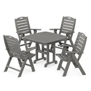 POLYWOOD Nautical Folding Highback Chair 5-Piece Dining Set