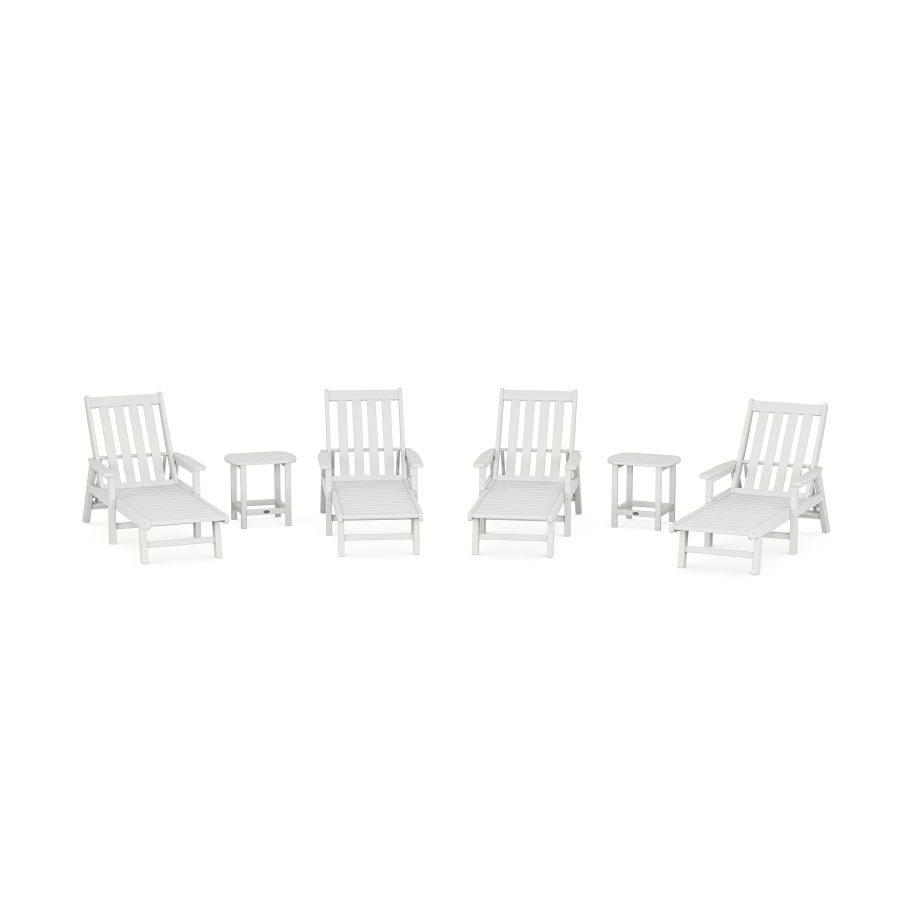 POLYWOOD Vineyard 6-Piece Chaise with Arms Set in White