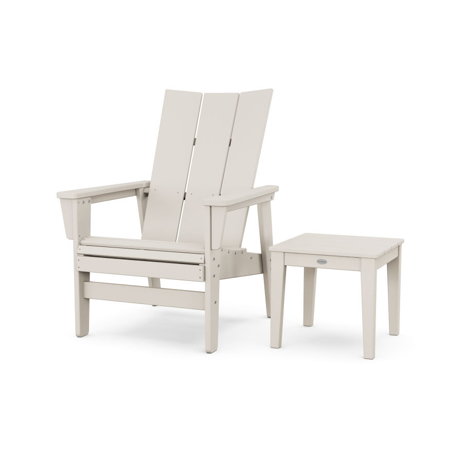POLYWOOD Modern Grand Upright Adirondack Chair with Side Table in Sand