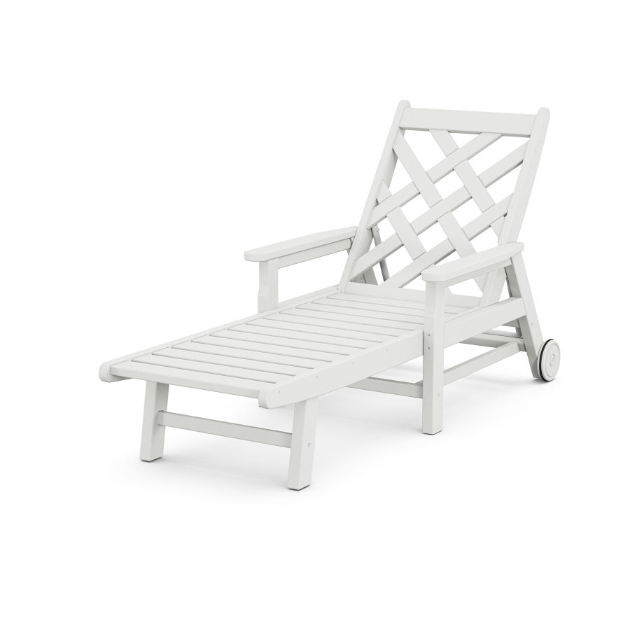 POLYWOOD Wovendale Chaise with Arms and Wheels in White