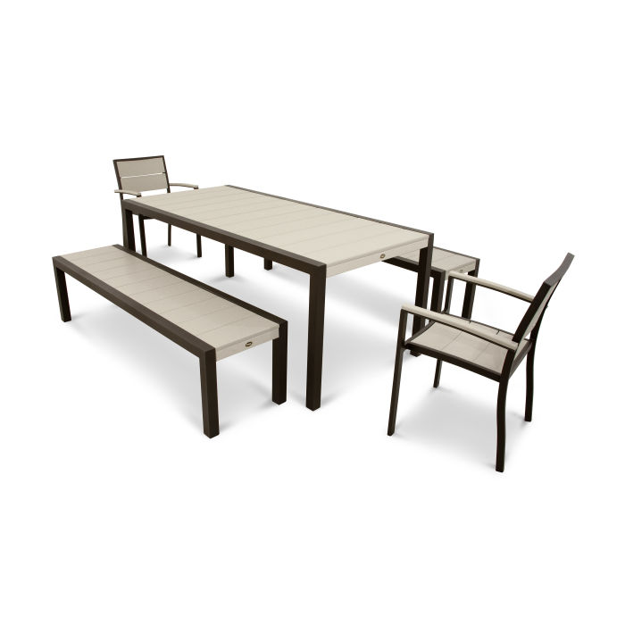 Surf City 5-Piece Bench Dining Set