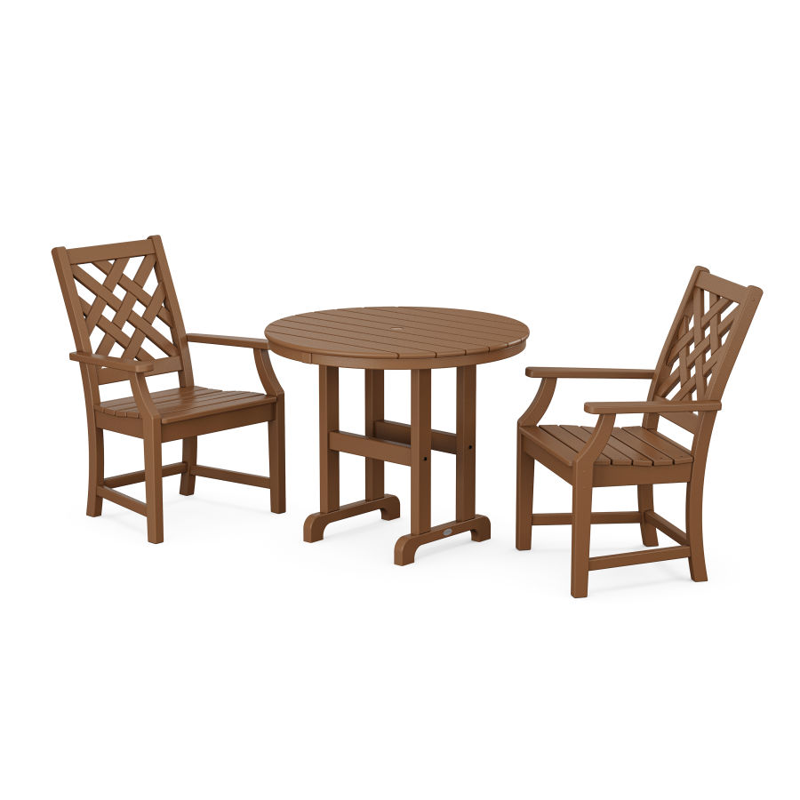 POLYWOOD Wovendale 3-Piece Farmhouse Dining Set in Teak