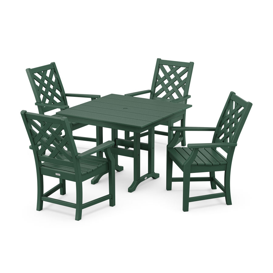 POLYWOOD Wovendale 5-Piece Farmhouse Dining Set in Green