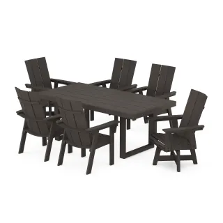 POLYWOOD Modern Adirondack 7-Piece Dining Set in Vintage Finish