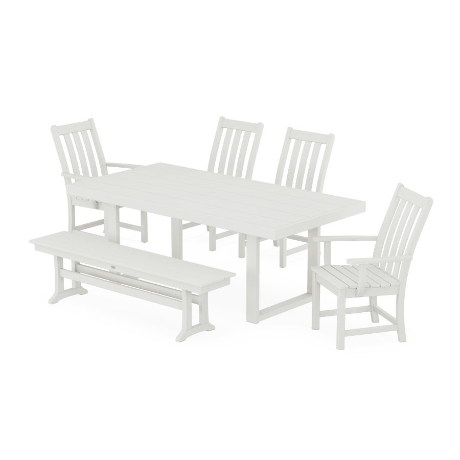 POLYWOOD Vineyard 6-Piece Dining Set with Bench in Vintage White