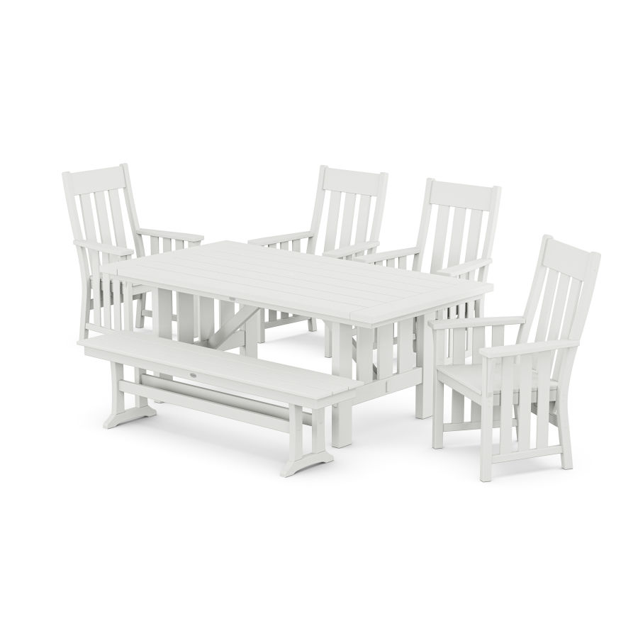 POLYWOOD Acadia 6-Piece Dining Set with Bench in White