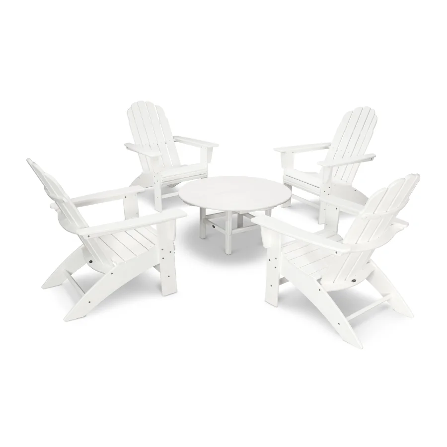 POLYWOOD Vineyard 5-Piece Oversized Adirondack Set in Vintage White