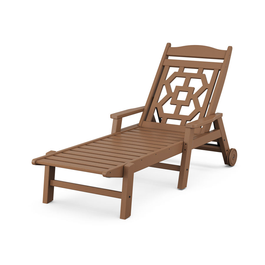 POLYWOOD Chinoiserie Chaise Lounge in Teak