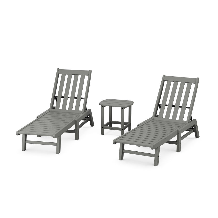 POLYWOOD Vineyard 3-Piece Chaise Set in Slate Grey