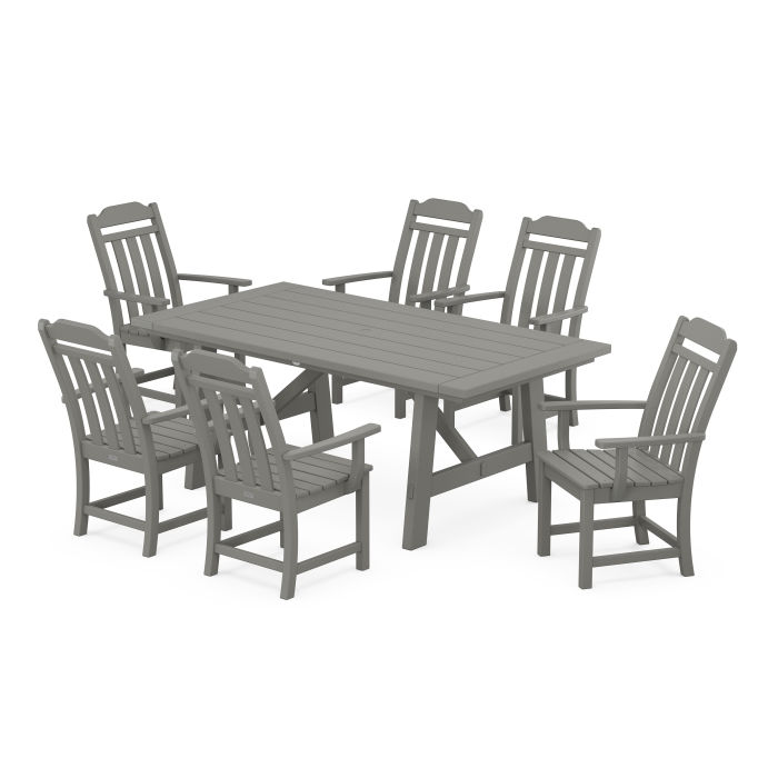 POLYWOOD Country Living Arm Chair 7-Piece Rustic Farmhouse Dining Set