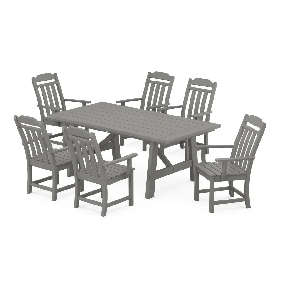 POLYWOOD Cottage Arm Chair 7-Piece Rustic Farmhouse Dining Set