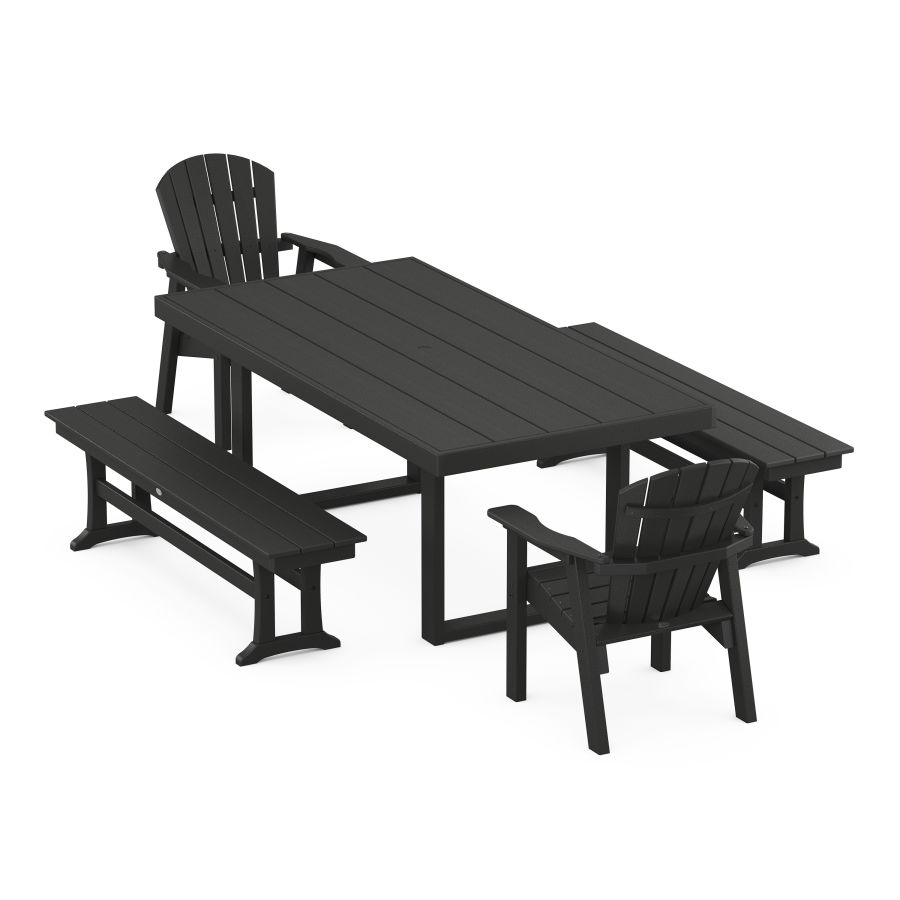 POLYWOOD Seashell 5-Piece Dining Set in Black