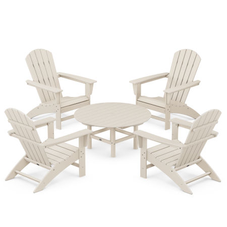 Nautical 5-Piece Adirondack Chair Conversation Set in Sand