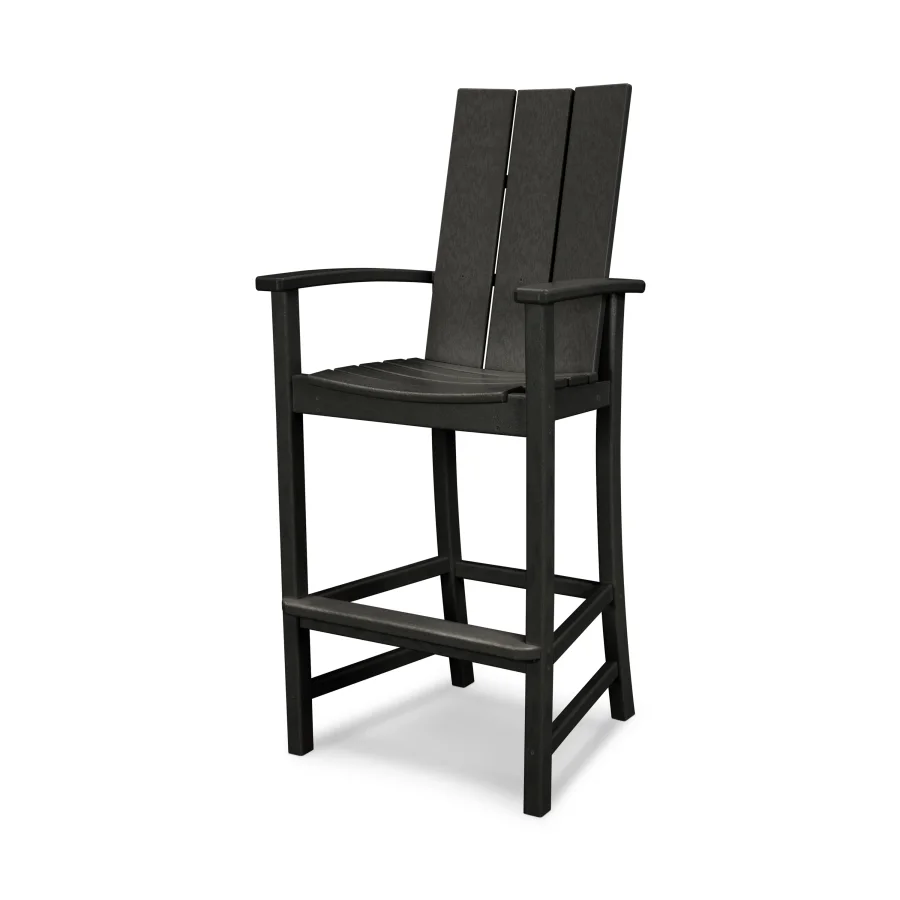 POLYWOOD Modern Adirondack Bar Chair in Black