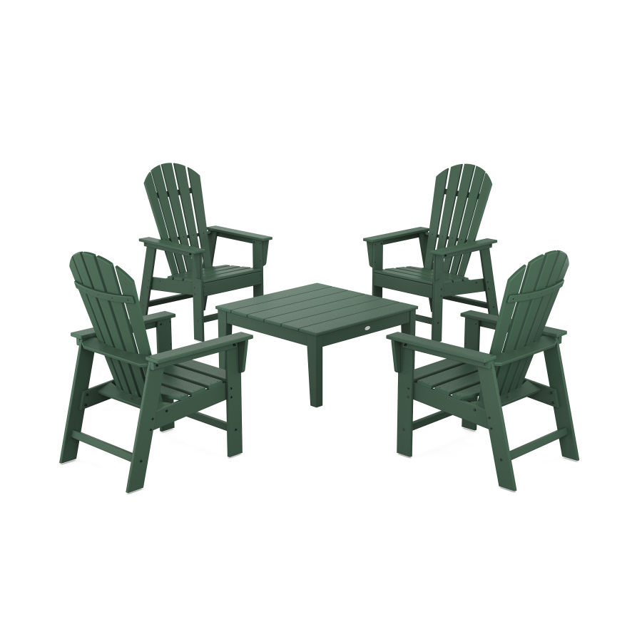 POLYWOOD 5-Piece South Beach Casual Chair Conversation Set with 36" Conversation Table in Green