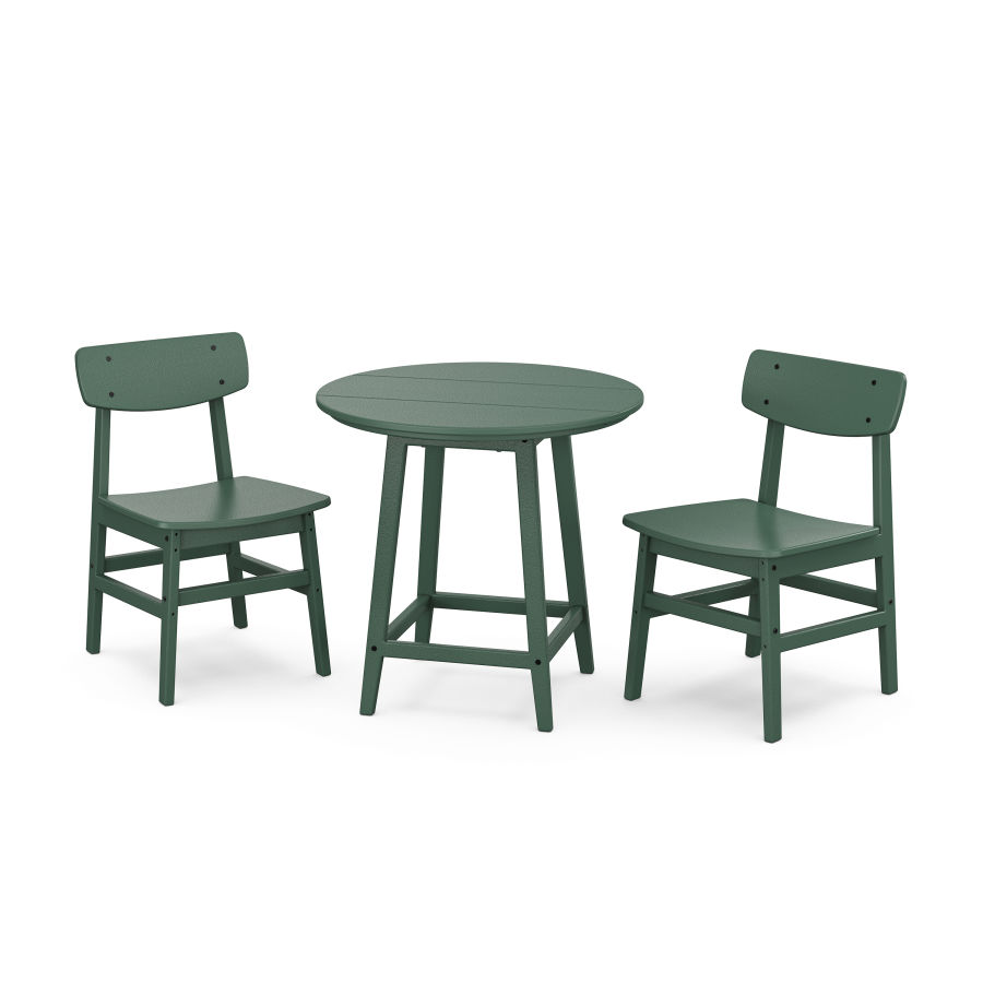 POLYWOOD Modern Studio Urban Chair 3-Piece Round Bistro Dining Set in Green