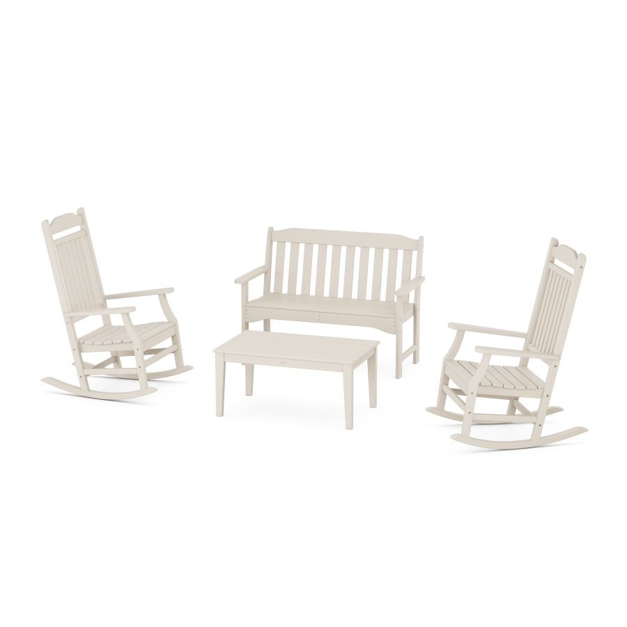 POLYWOOD Country Living Rocking Chair 4-Piece Porch Set in Sand