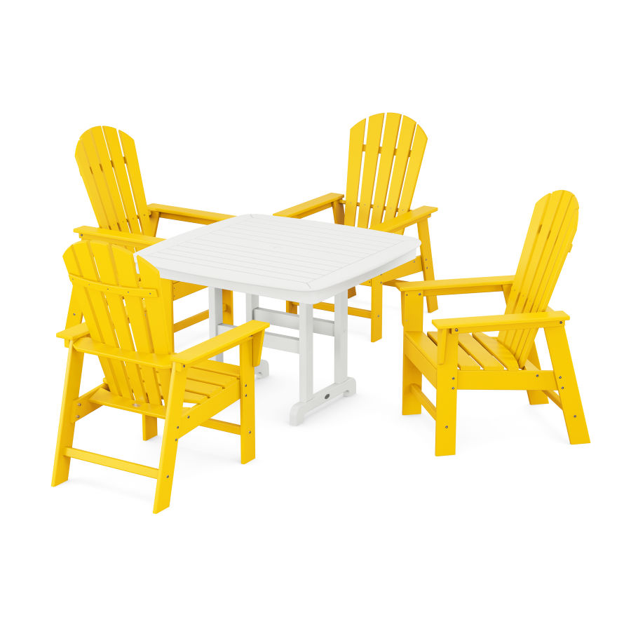 POLYWOOD South Beach 5-Piece Dining Set with Trestle Legs in Lemon / White