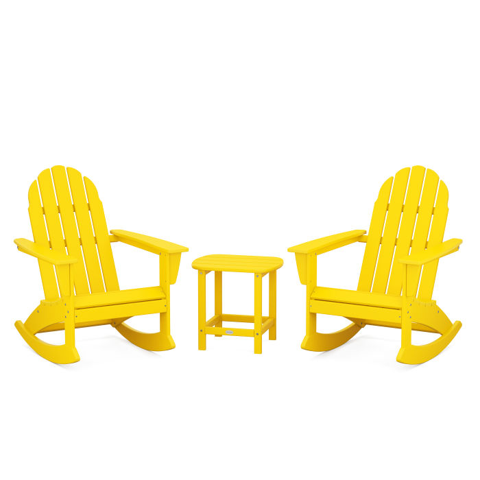 POLYWOOD Vineyard 3-Piece Adirondack Rocking Chair Set with South Beach 18