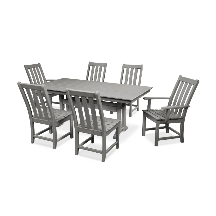 POLYWOOD Vineyard 7-Piece Farmhouse Dining Set with Trestle Legs