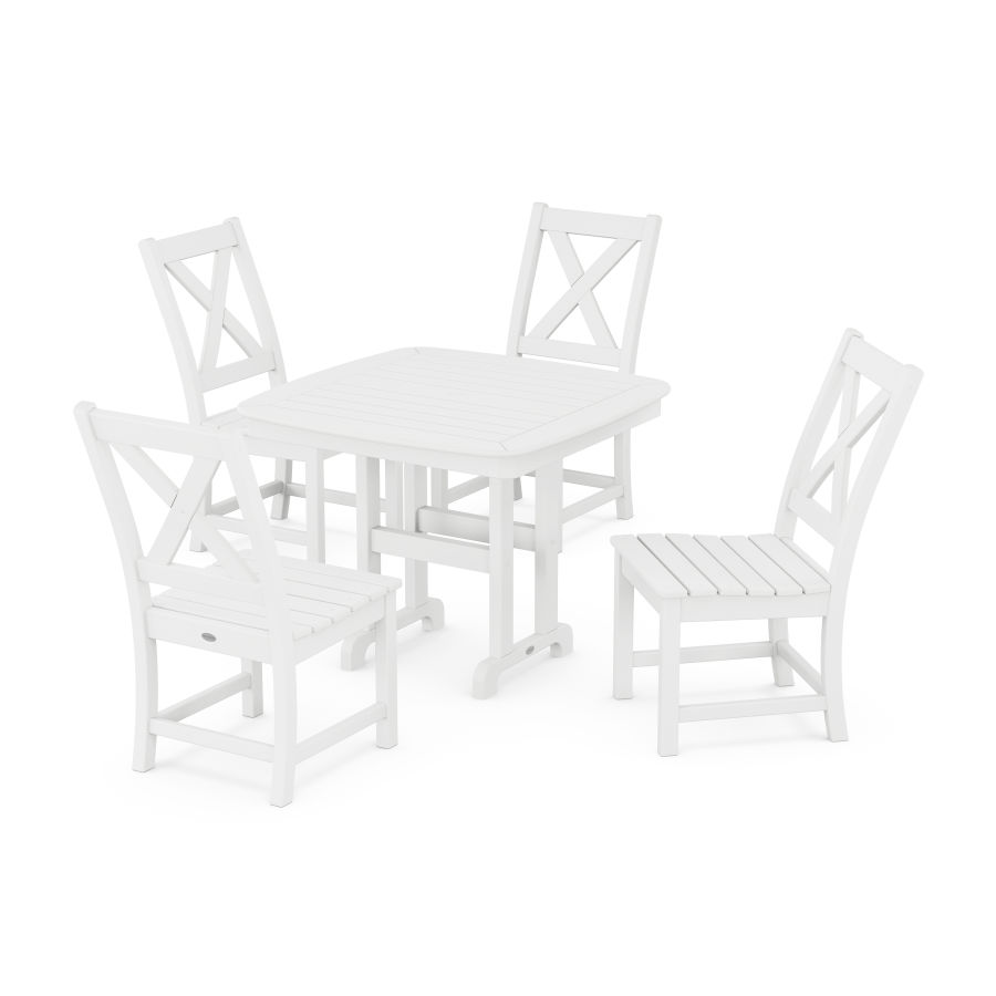 POLYWOOD Braxton Side Chair 5-Piece Dining Set in White