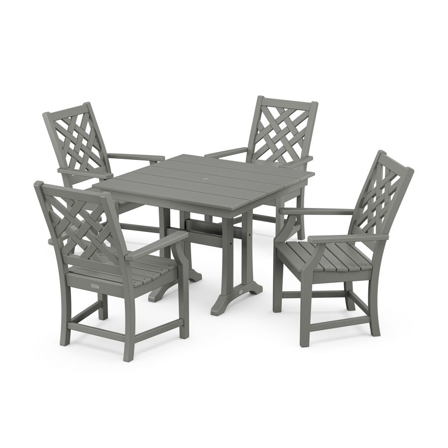POLYWOOD Wovendale 5-Piece Farmhouse Dining Set with Trestle Legs
