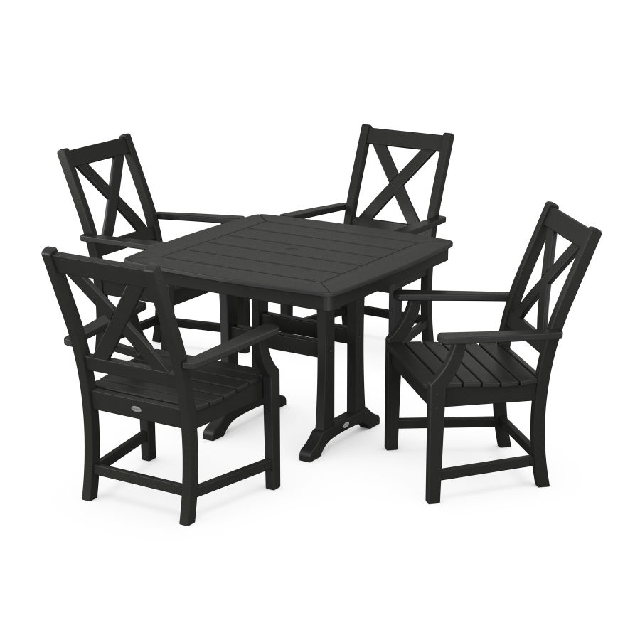 POLYWOOD Braxton 5-Piece Dining Set with Trestle Legs in Black