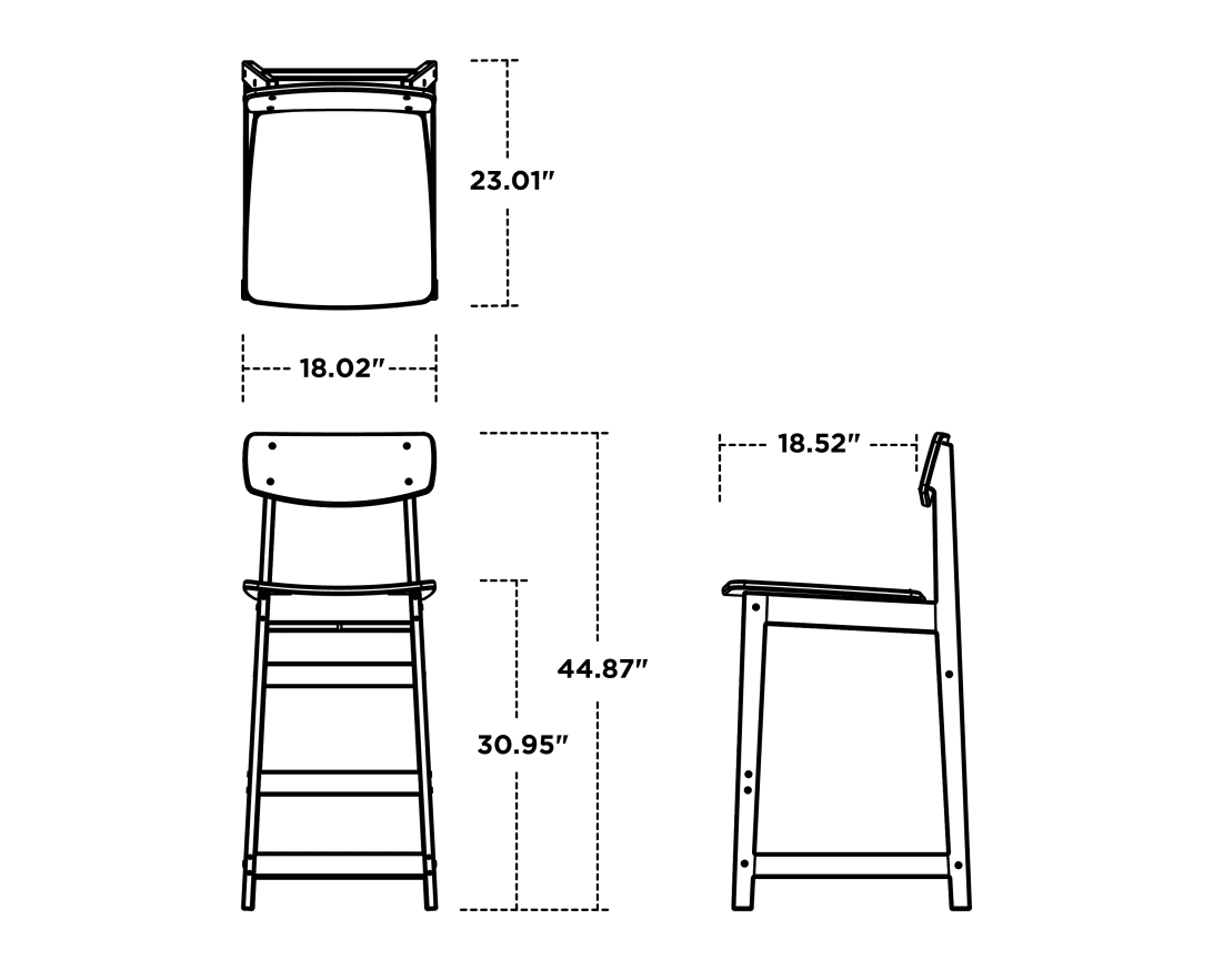 Dimensions for Modern Studio Urban Bar Chair