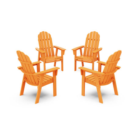 Vineyard 4-Piece Curveback Upright Adirondack Conversation Set in Tangerine