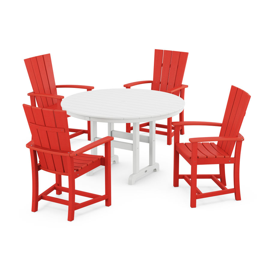 POLYWOOD Quattro 5-Piece Round Dining Set in Sunset Red