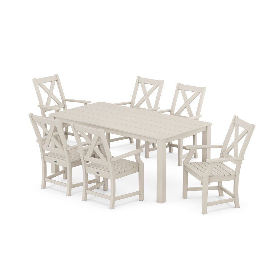 POLYWOOD Braxton Arm Chair 7-Piece Parsons Dining Set in Sand